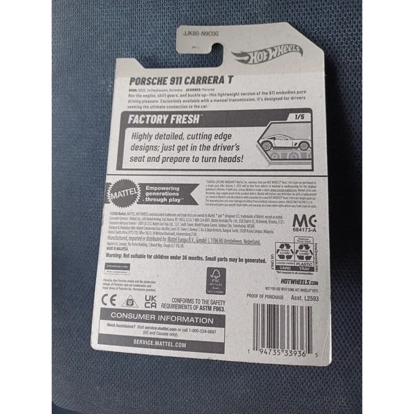 2026 Hot Wheels, Porsche 911 Carrera T, Black, #15/250, #1/5 Factory Fresh - Picture 2 of 2